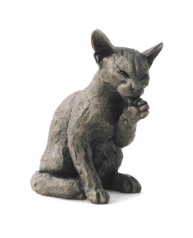 "Hattie" Washing Kitten Suzie Marsh Sculpture, Bronze resin sculpture Sculpture