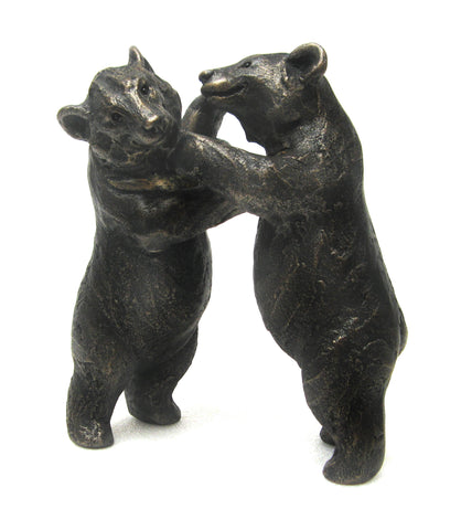 "Jasper" & "Banjo" Playing Moon Bears Suzie Marsh Sculpture, Bronze resin sculpture Sculpture