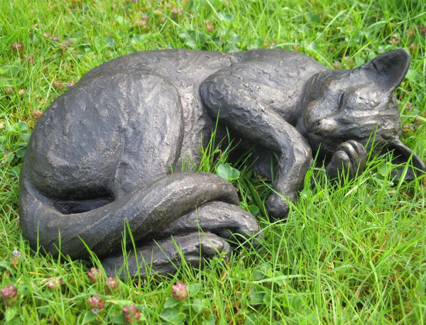 "Merlin" Curled Cat Suzie Marsh Sculpture, Bronze resin sculpture Sculpture