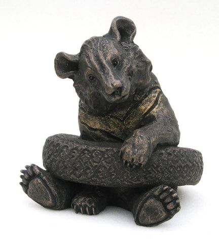 Small "Olly" in Tyre Suzie Marsh Sculpture, Bronze resin sculpture Sculpture