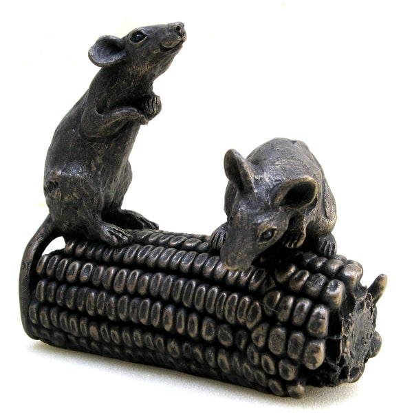 "Tom" & "Hunca" on Corn on the Cob Suzie Marsh Sculpture, Bronze resin sculpture Sculpture