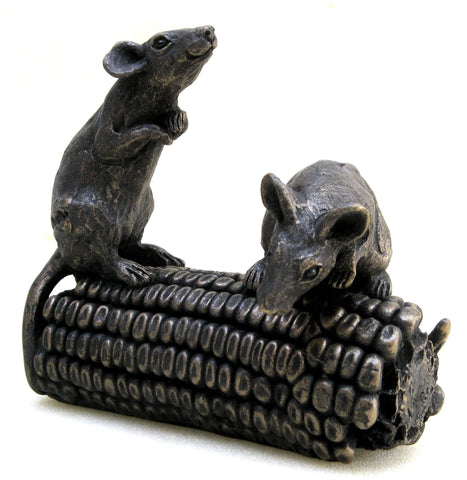 "Tom" & "Hunca" on Corn on the Cob Suzie Marsh Sculpture, Bronze resin sculpture Sculpture
