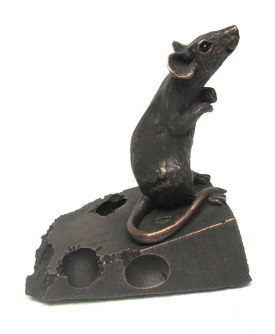 "Tom" on Cheese Suzie Marsh Sculpture, Bronze resin sculpture Sculpture