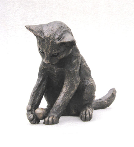 "William" Playing Kitten Suzie Marsh Sculpture, Bronze resin sculpture Sculpture
