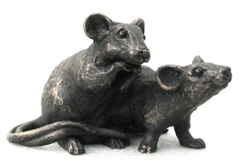 "Bubble"n"Squeak" Double Mice Suzie Marsh Sculpture, Bronze resin sculpture Sculpture