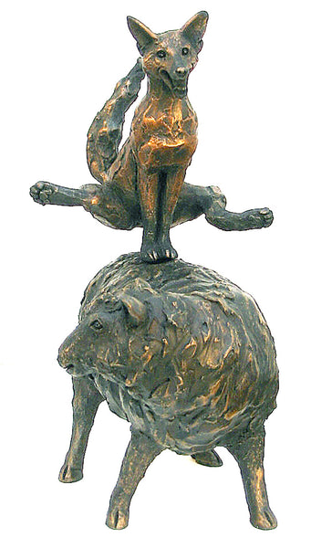 Small Leapfrogging Fox Suzie Marsh Sculpture, Bronze resin sculpture Sculpture