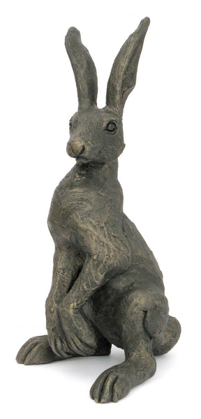 Small Upright Alert Hare Suzie Marsh Sculpture, Bronze resin sculpture Sculpture