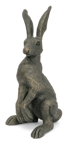 Small Upright Alert Hare Suzie Marsh Sculpture, Bronze resin sculpture Sculpture