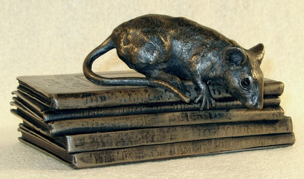 "Thomasina" on Books Suzie Marsh Sculpture, Bronze resin sculpture Sculpture